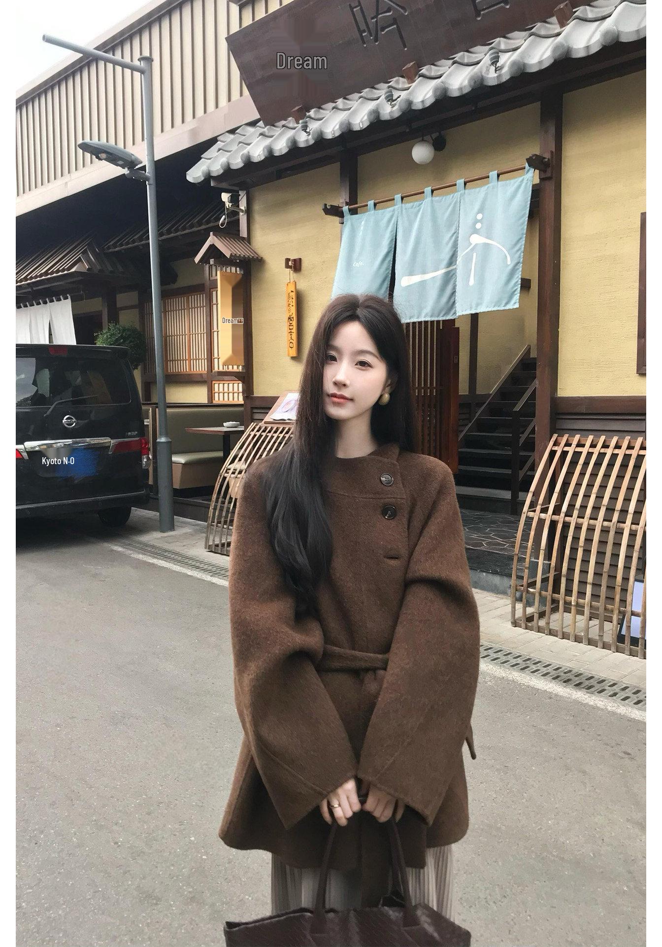 

Women s Retro Woolen Jacket - Thickened Petite Winter 2025 Style Coat M коричневый/кофейный
