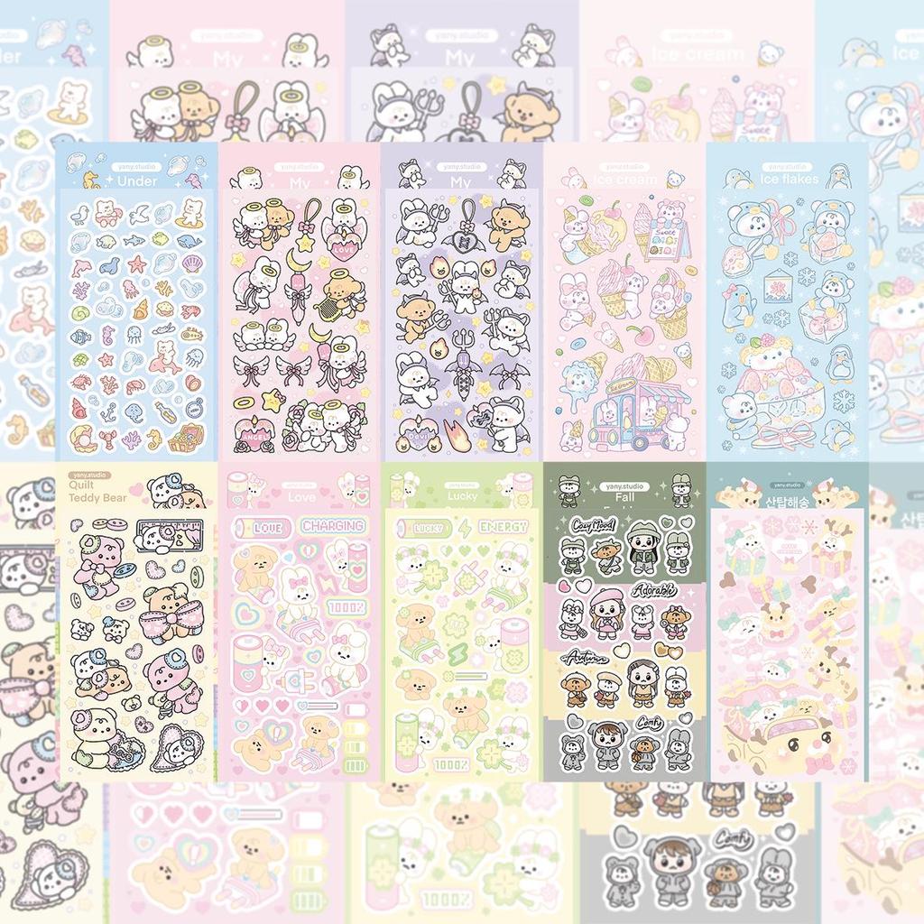 Korean Cute Cartoon Rabbit & Bear Stickers - Korean Style Guka Diary DIY Decorative Decals
