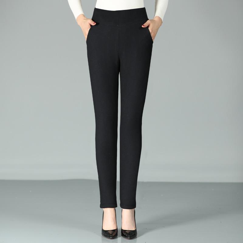 Thickened High-waisted Cotton Pants, Female Grandma Pants, Winter Outer Wear Leggings, Medium and Old Mother Warm and Slim Body Pants