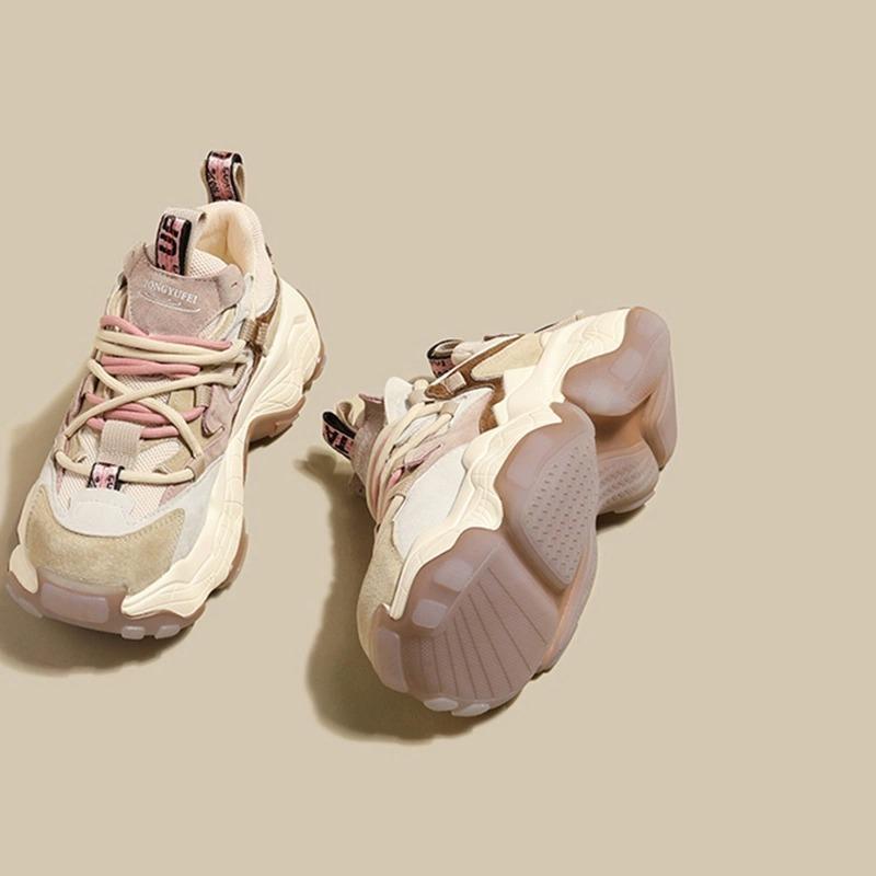 Dad shoes women's pair of shoelaces spring and autumn new color matching heightened platform sports casual shoes