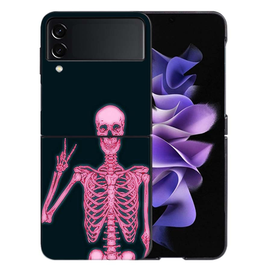 A Funny Skeleton Skull Coque For Samsung Z Flip7 6 Galaxy Case Shockproof Z Flip5 Z Flip3 4 5G Hard Cover Phone TPU PC Hard Fun