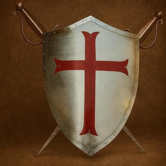 

Templar Knight Shield Metal Crusader Armor Wall Hanging, LARP Prop