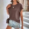 Jacquard Checkered Round Neck Loose Short Sleeved Women's T-shirt