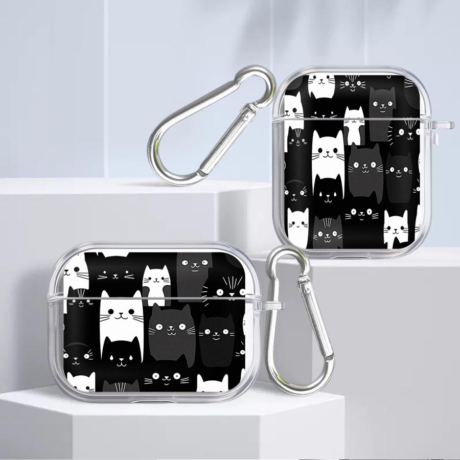 Case For Airpods Pro2 3 2 1 Pro 4 Pro3 Clear Earphone Cases Cover Cute Cat Lovely
