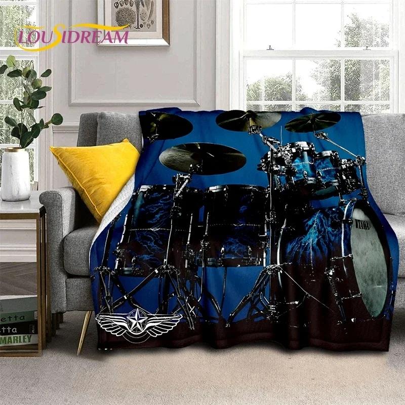 Drum Kit Drum Stand Set Music Instruments Soft Flannel Blanket for Beds Bedroom Sofa Picnic,Throw Blanket Outdoor Leisure Gift