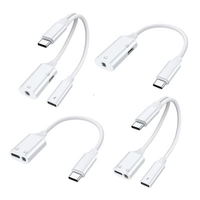 Type C Headphone Jacks Splitter PD60W Power Delivery HiFi Sound Nylons Braids Cable Simultaneous Charging Sound Use