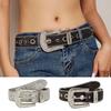 Women's Belt Gothic Black Silver Metal Buckle Trend Rhinestone Belt Nightclub Rock HipHop Y2K Style Women Jeans Belts Lady Belts