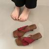 Wedge Heel Red French Cool Slippers Fairy Shoes Wear 2025 New Summer Temperament with Skirt Sandals