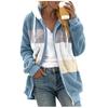 Women's Fashion Casual Loose Plush Striped Stitching Hooded Jacket Coat
