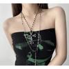 Double Layer Gothic Punk Cross Pendant Necklace Women Zinc Alloy Choker Chain Dark Aesthetic Layered Jewelry