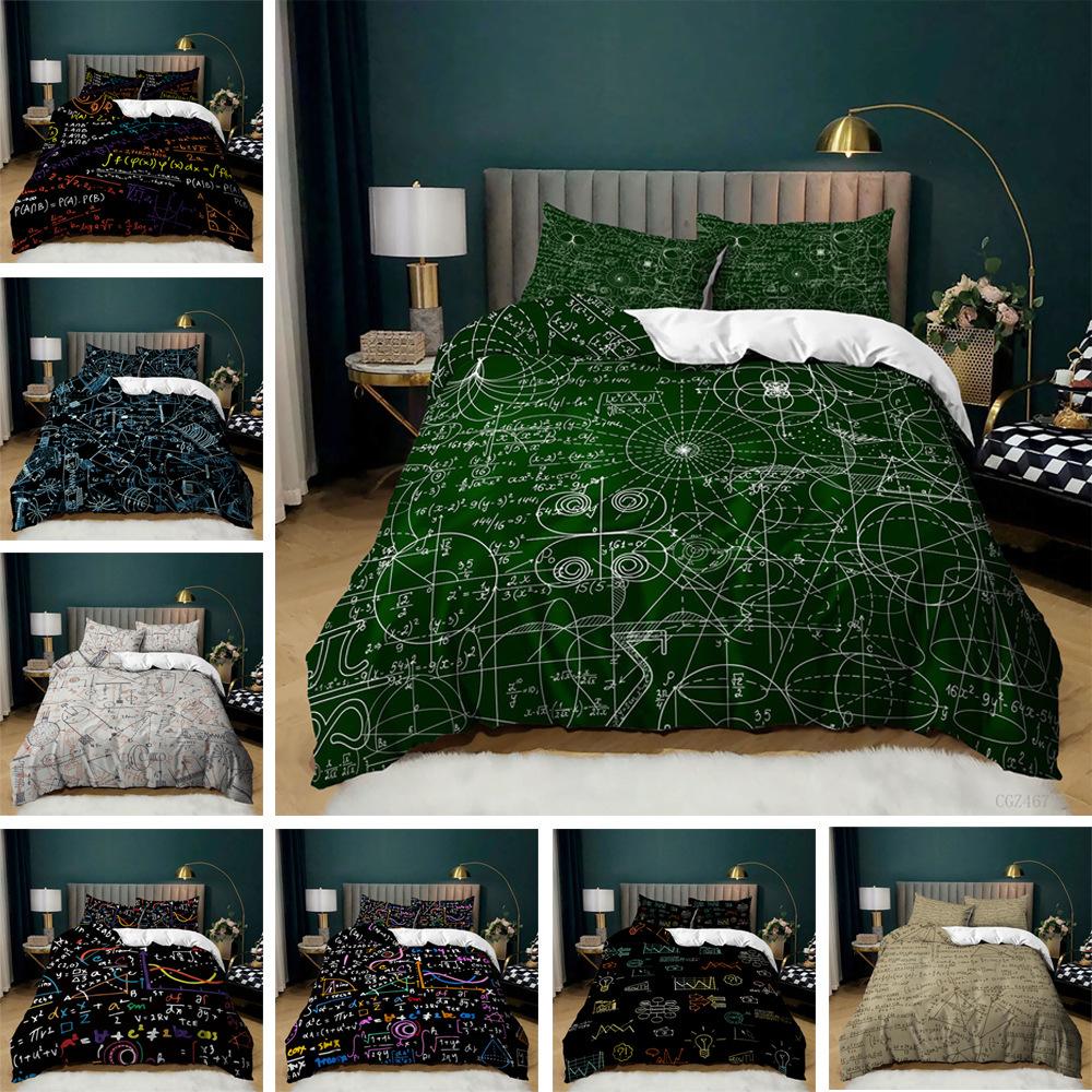 Home Textiles Student Bedding Three-Piece Set Mathematical Formula Quilt Cover