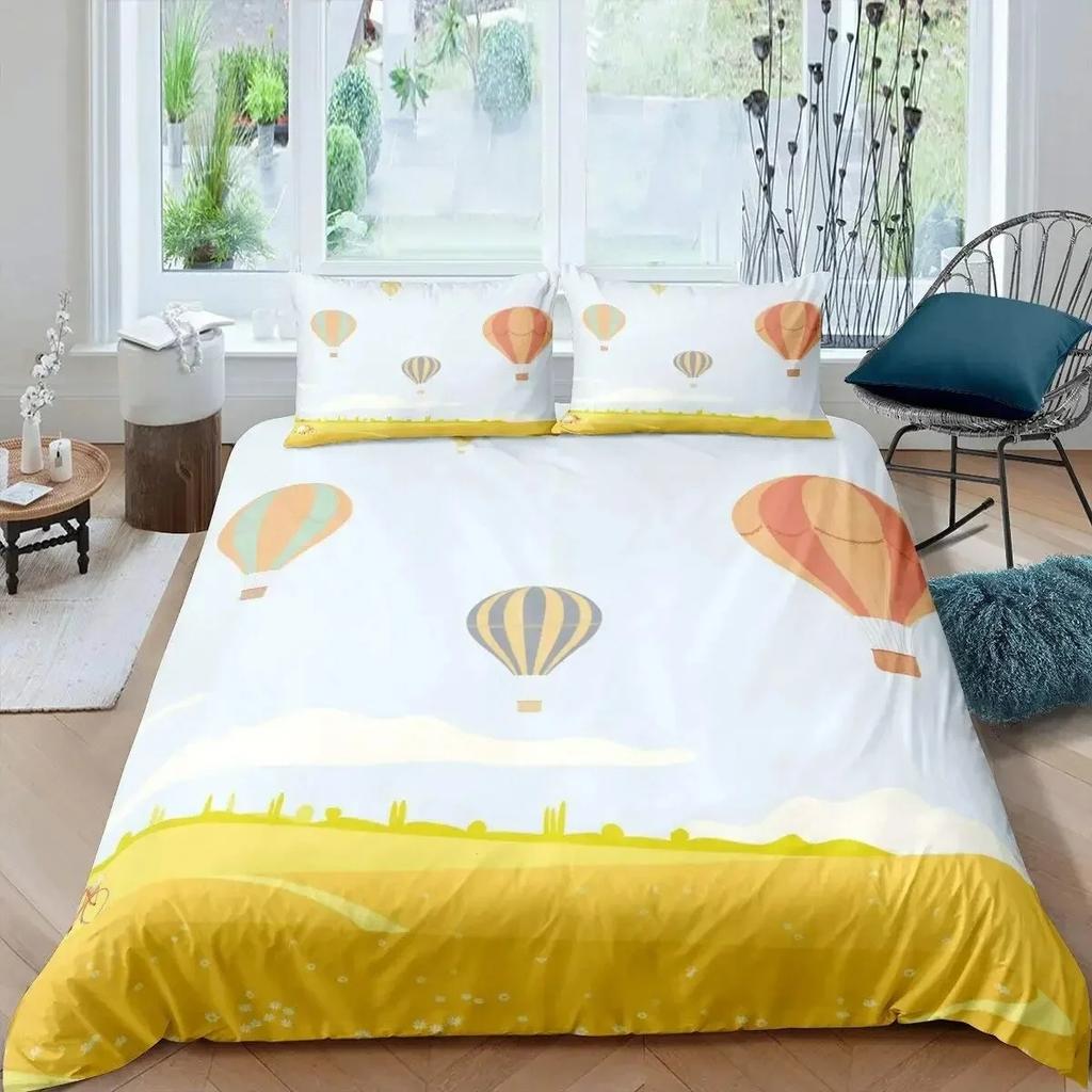 Air Balloon Duvet Cover Set Romantic Balloon Bedding Set Extreme Sports Games Comforter Cover Romantic Warm Trip Quilt Cover