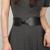 Adjustable Waist Cincher Belt Elastic Support Stretch Belt For Daily Wear Fitness Gym Classical Black PU Leather