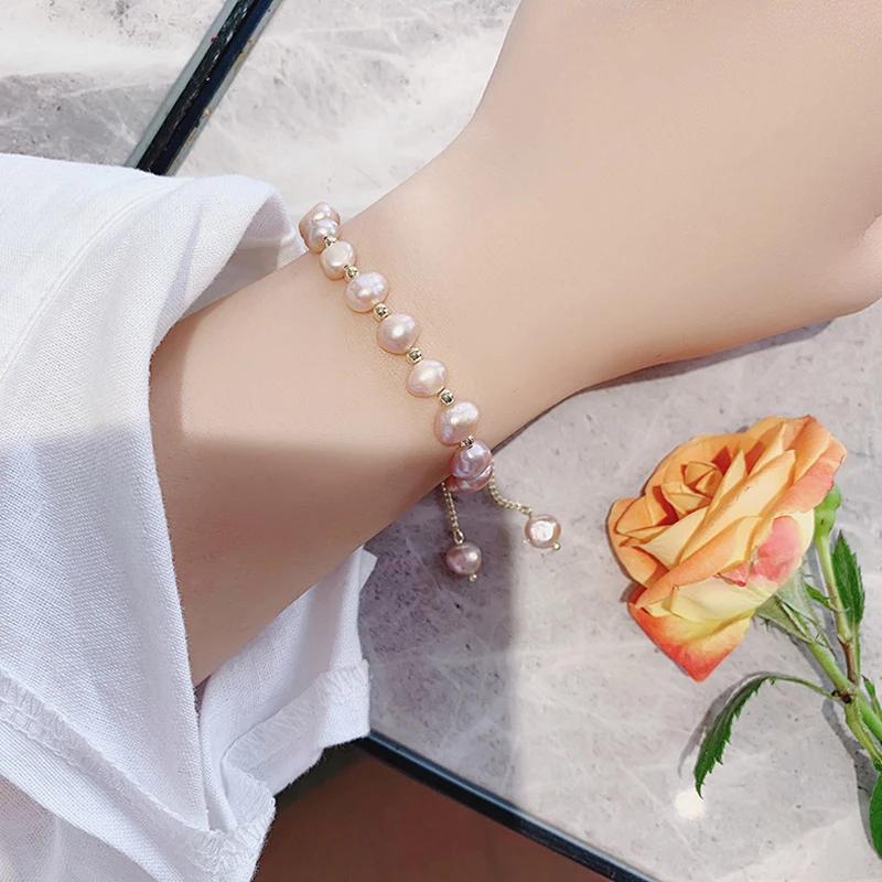 Elegantný náramok s barokovými perlami pre ženu Luxusný nastaviteľný náramok Módne dievčenské sladké šperky Darček na narodeninovú oslavu
