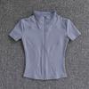 Camiseta de Yoga de Verano con Cremallera para Mujer - Manga Corta, Ajuste Ceñido, Ideal para Correr, Pilates y Fitness