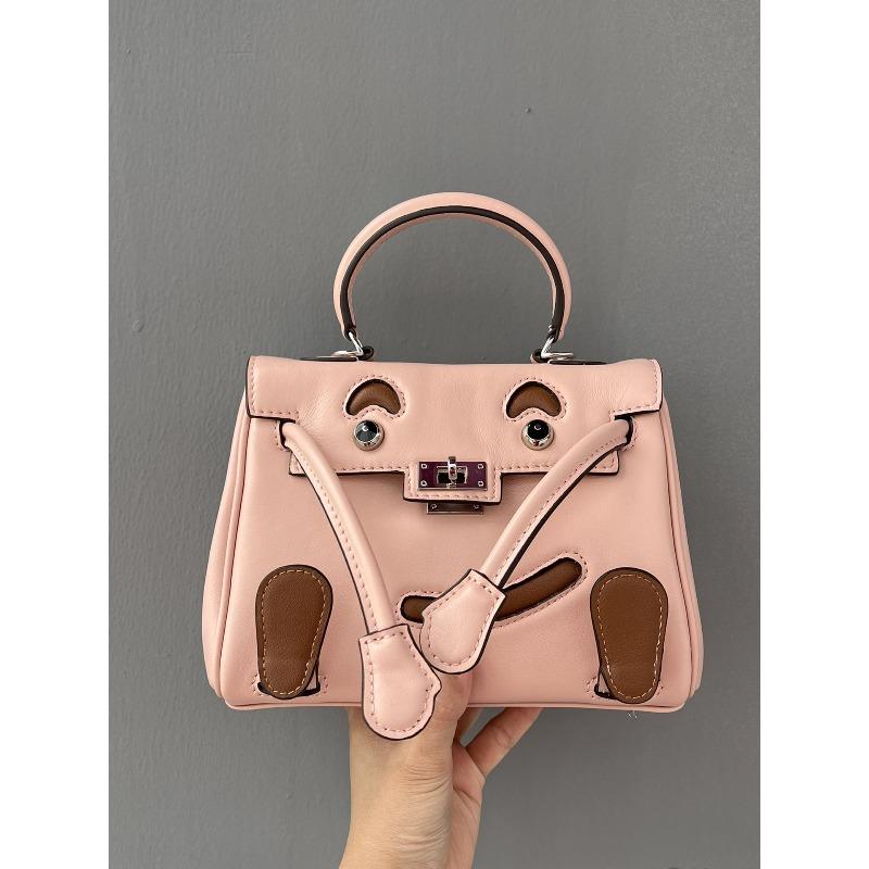 2025 Premium Head Layer Leather Smiling Face Bag+Millennium Doll Mini Bag Cute Crossbody Bag