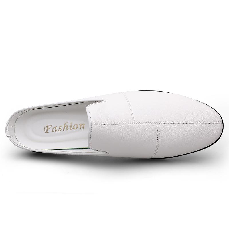 Men's Casual Slip-On Loafer Mules, Half Shoes,Summer Flat Shoes,Black and White,Breathable