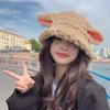 Lamb Hat Women's Winter Bucket Hat Cute Fashion Sweet Wool Warm Autumn and Winter Ears Fluffy Cold Hat