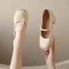 Fashion Versatile Pearl Single Shoe Women's 2025 Spring Summer New Style French Small Leather Shoe Square Head Casual Mid Heel Mary Jane