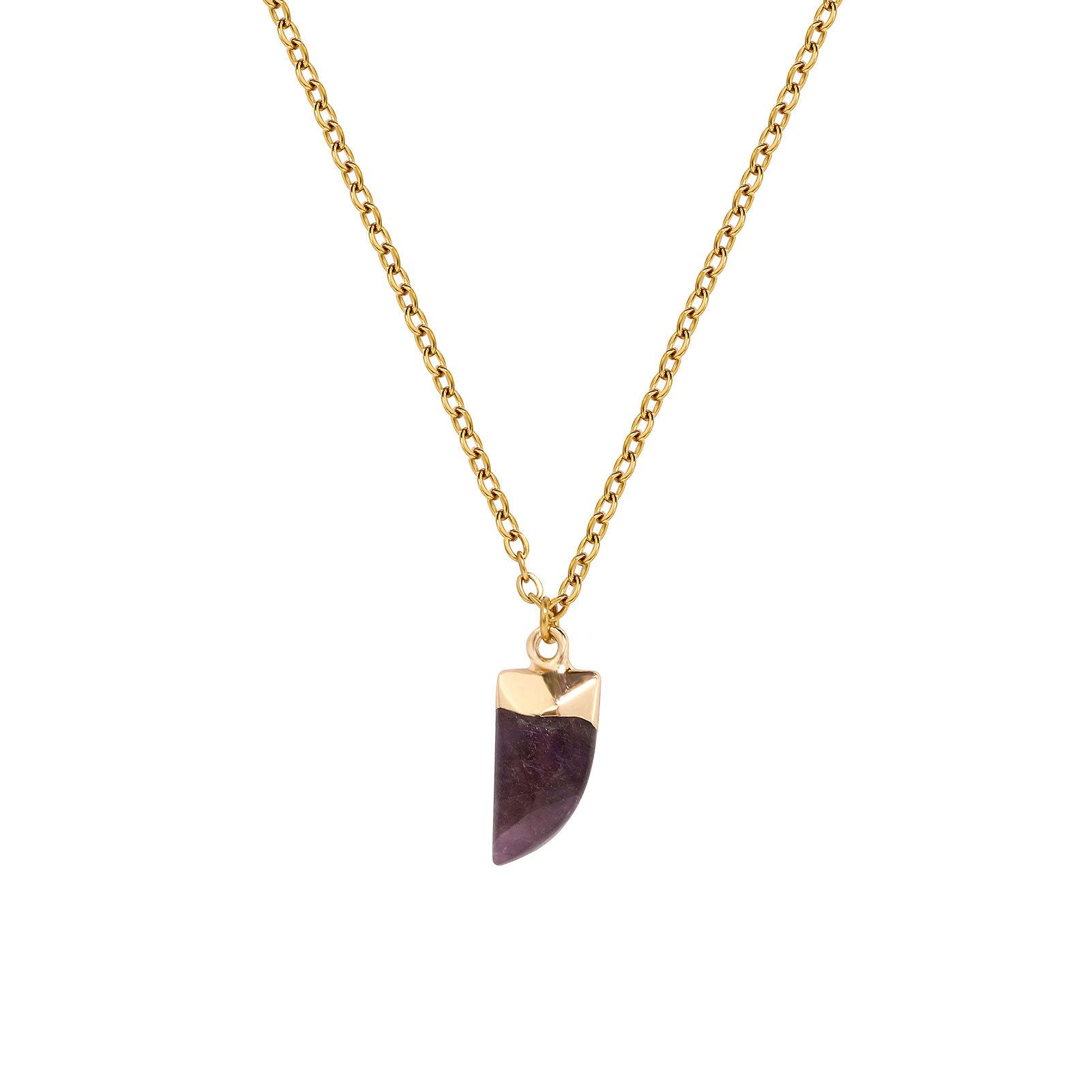 2026 YYN Natural Crystal Agate Moon Pendant Chain Necklace Sporty Style Unisex