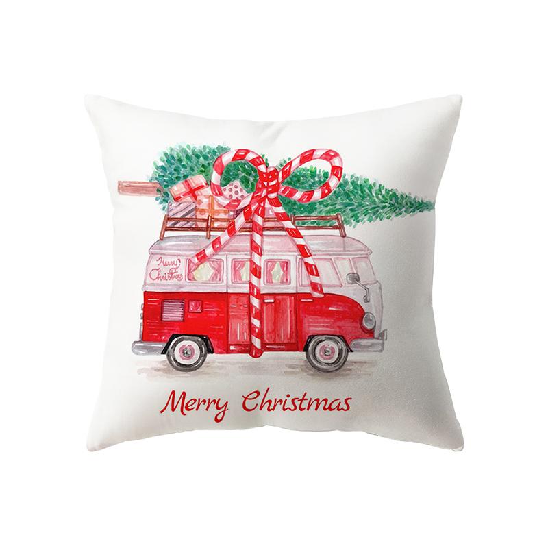 Cute Santa Claus Christmas Decoration Printed Pattern Cushion Cover Home Living Room Sofa Decorative Pillow Pillow Cover