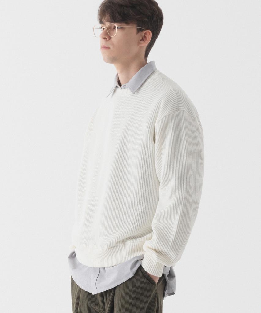 PIANER Comfortable Oversized Crew Neck Knit (Ivory)