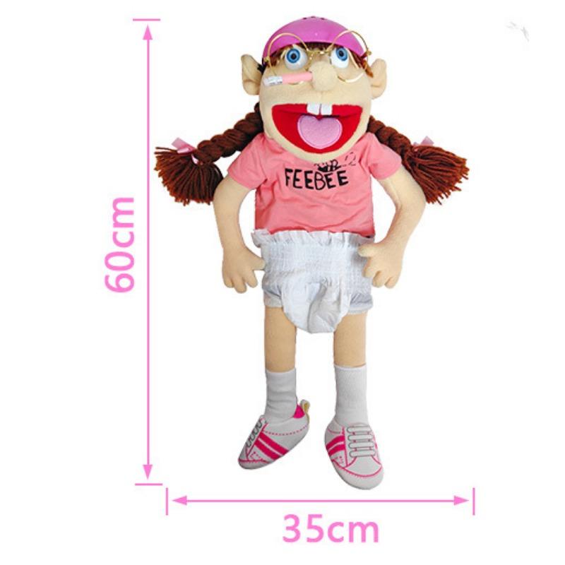 40-60cm Large Jeffy Boy Hand Puppet Plush Toys Removable Children Soft Doll Talk Show Party Props Puppet Stuffed Doll for Kids Gift