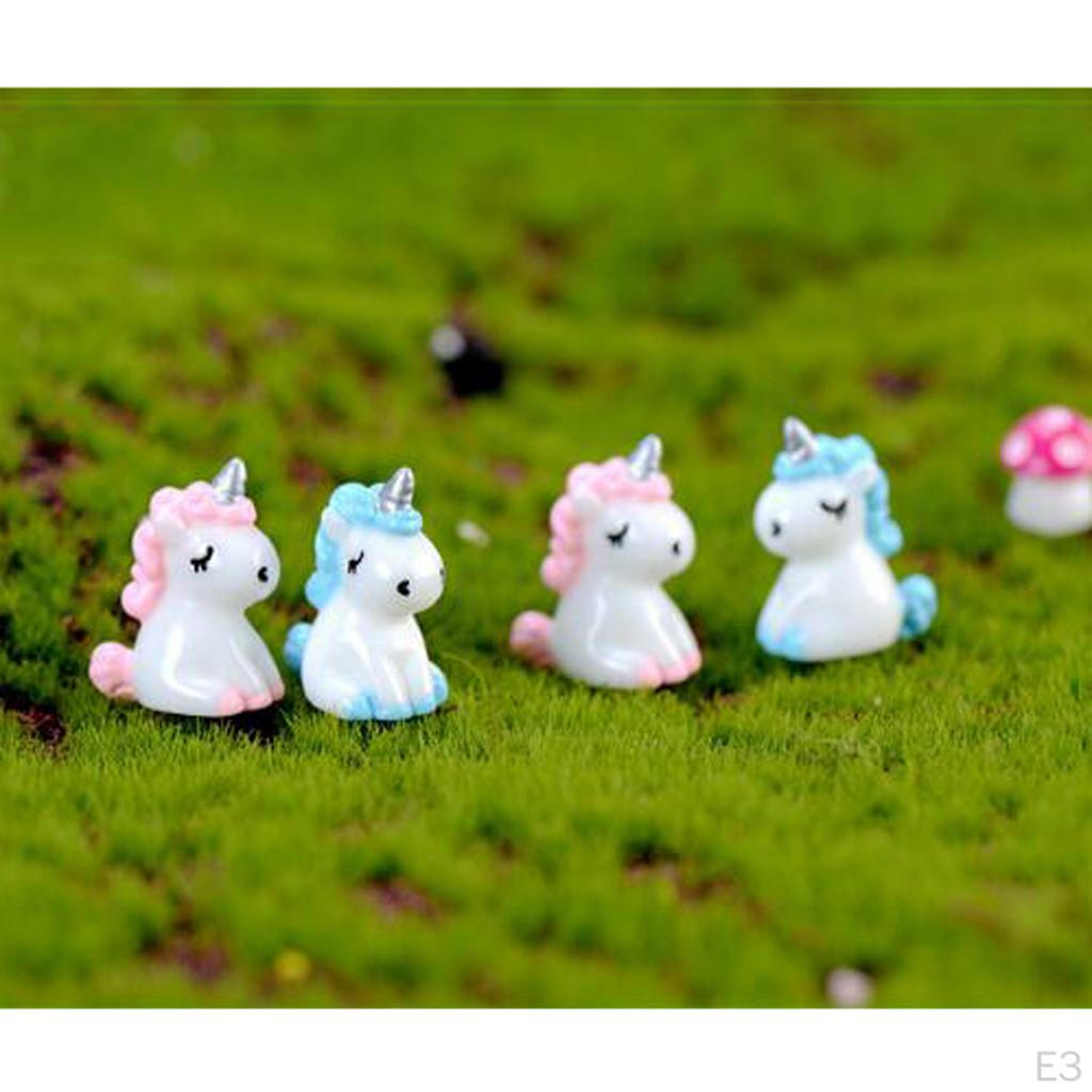 2 Set Unicorns Miniature Fairy For DIY Garden Dollhouse