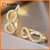 Huitan Women Hoop Earrings Eight Shaped Luxury Party Lady Accessories Inlaid Shining CZ Charming Wedding Jewelry Elegant Gift