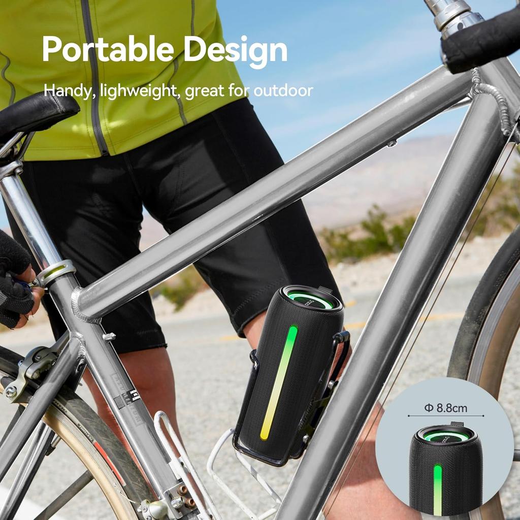 Oraolo Portable Bluetooth Speakers, Wireless Speaker with 24W Loud Stereo Sound, RGB Lights, Bluetooth 5.4, Support AUX/TF Card, TWS Pairing,