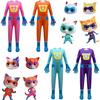 Kids Boys Girls Super Cats Long Sleeves Jumpsuit Mask Sets Halloween Cosplay Costumes Role Play Outfit