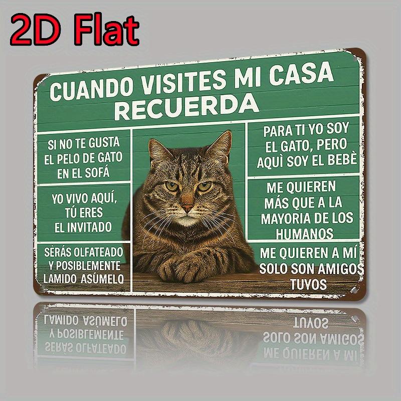 

Funny Spanish Cat House Rules Metal Sign Vintage Rustic Farmhouse Decor with Humorous Pet Owner Rules Green Background He 20x30cm（7.8x11.8inch）