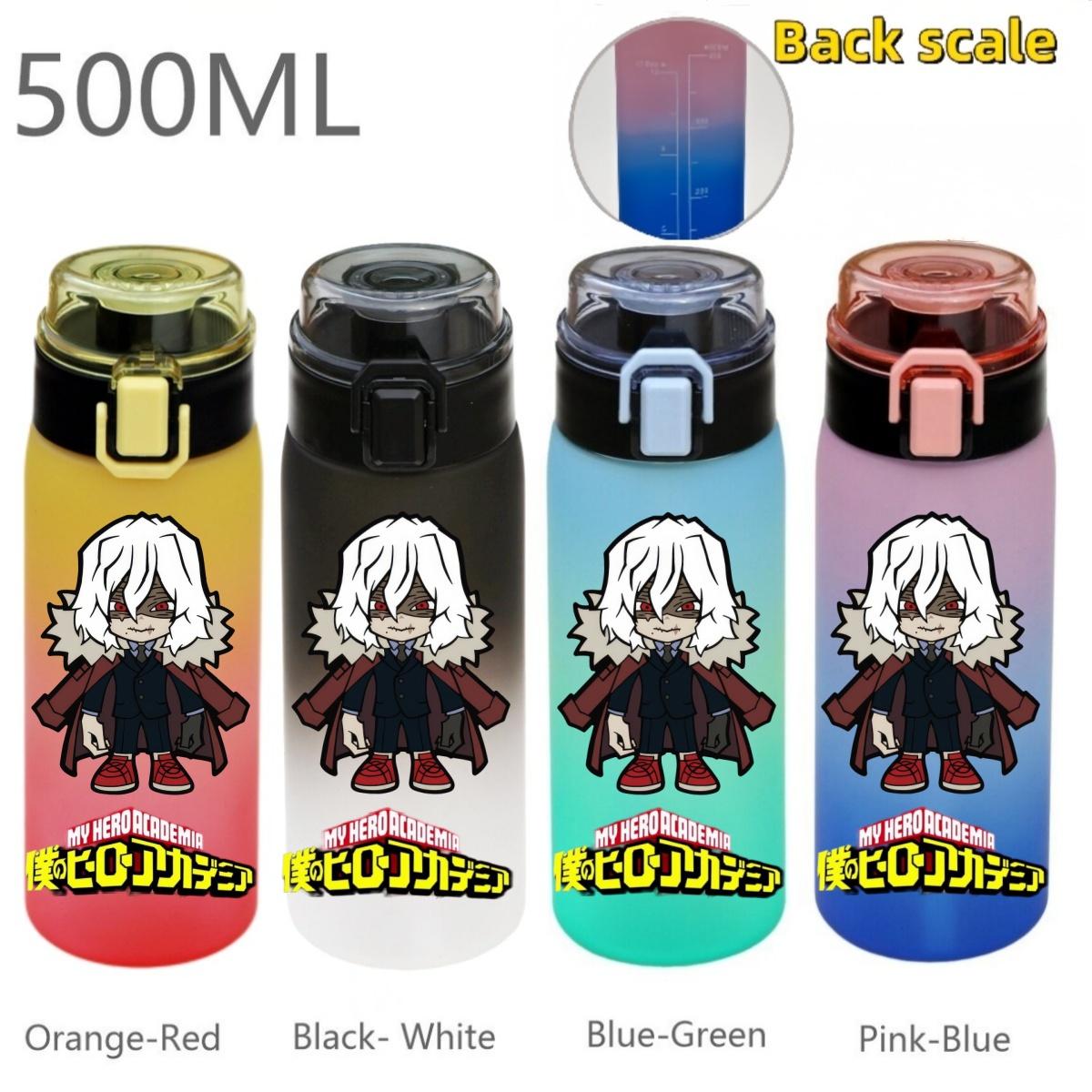 500ML My Hero Academia Sport Waterfles Lekvrij Kleurverloop met Waterniveau Lijn Draagbare Buiten Sport Drinkbeker Blue-Green-1PCS