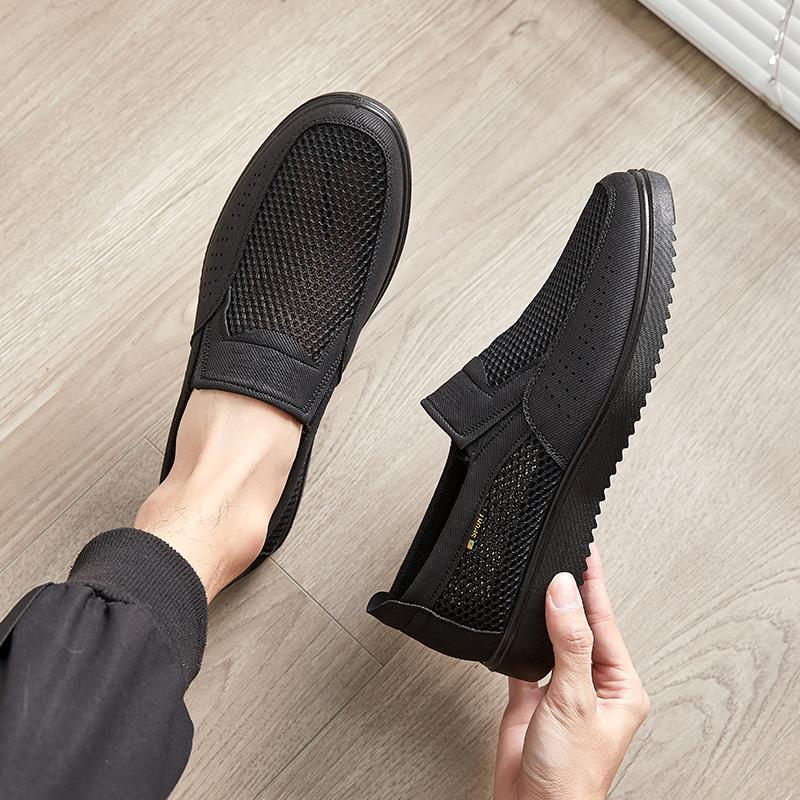 Men's Net Shoes Middle-aged and Elderly Breathable and Odor-resistant One-step Men's Shoes Casual