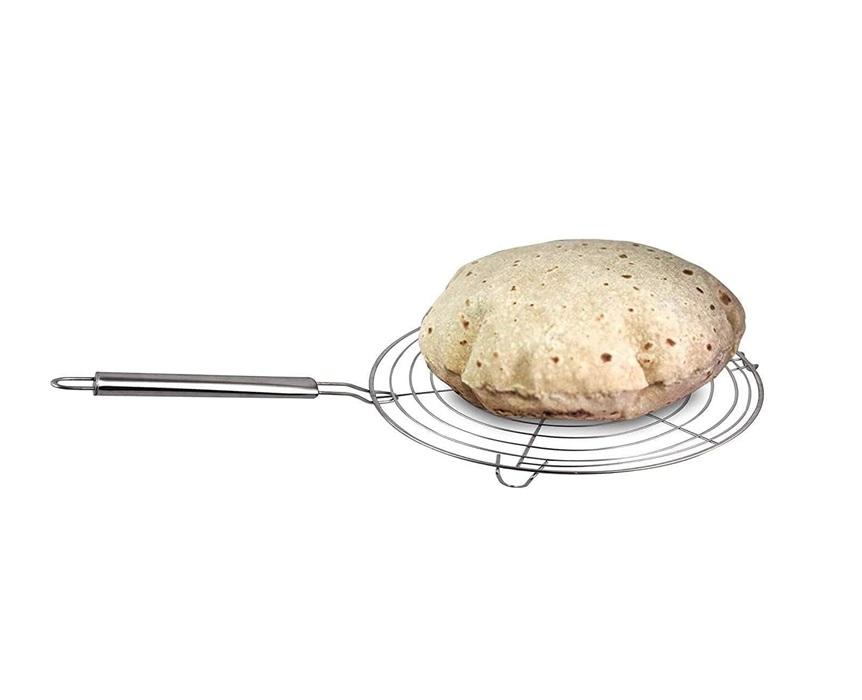 Stainless Steel Round Roasting Net Roaster Wire With Papad Jali, Roti Jali and Barbecue Grill For Kitchen - Pack Of 1