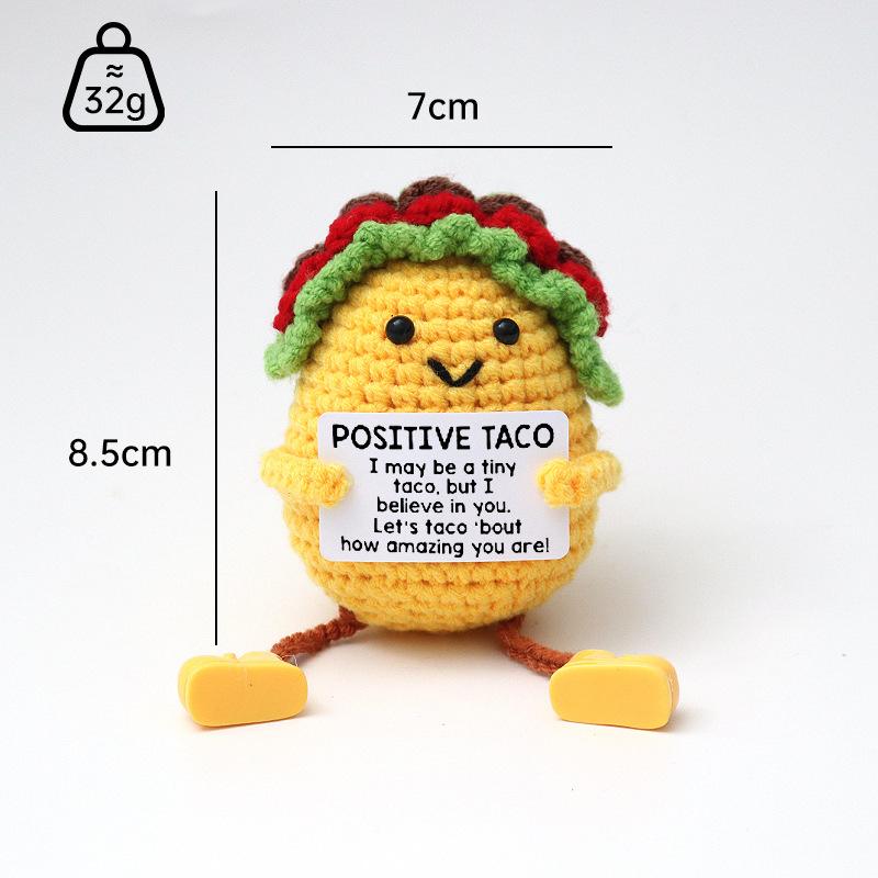 Positive Crochet Dog Doll With Affirmation Card Home Room Decoration Funny Handmade Plush Wool Doll Ornaments Christmas Gifts