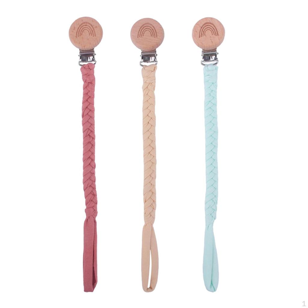3 Pieces Pacifier Clip Beech Universal Chain for Family Girls Boys Toddler