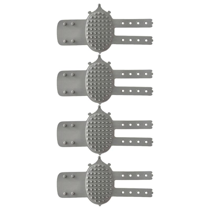4pc Silicone Cats Massage Brushes Set Adjustable Furniture Mount Pet Grooming Tool Hair Collector