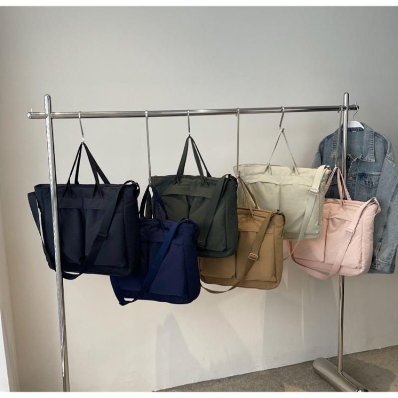 Tote Bag Women Large Capacity 2-Way Multi-Pocket Handheld Casual Minimalist Shoulder Crossbody Bag College Student Class Bag