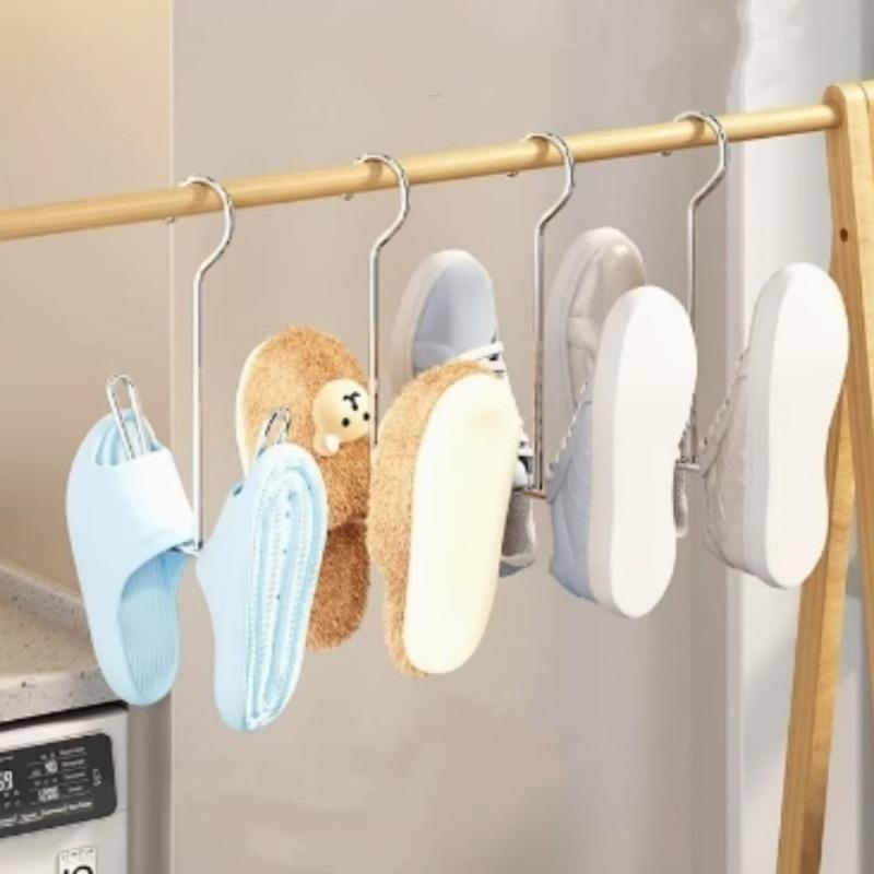 10/5/1pcs Stainless Steel Shoe Drying RackOutdoor Household Multi-functional Hanging and Drying Slippers Hook