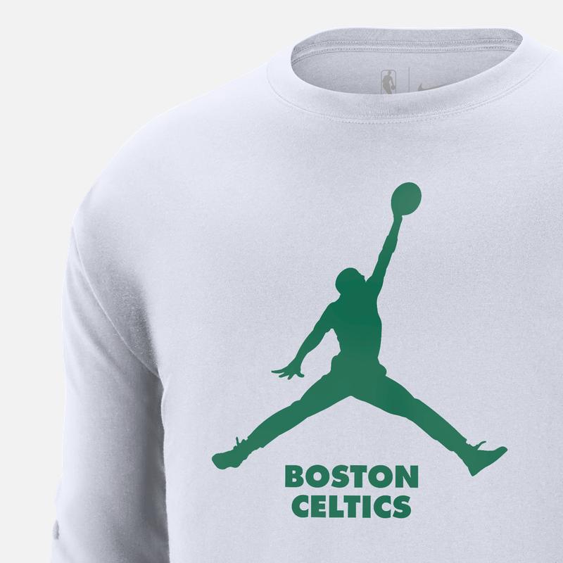 Jordan NBA Boston Celtics Big Logo Print Casual Long Sleeve T-Shirt Men Tops White FN1253-100