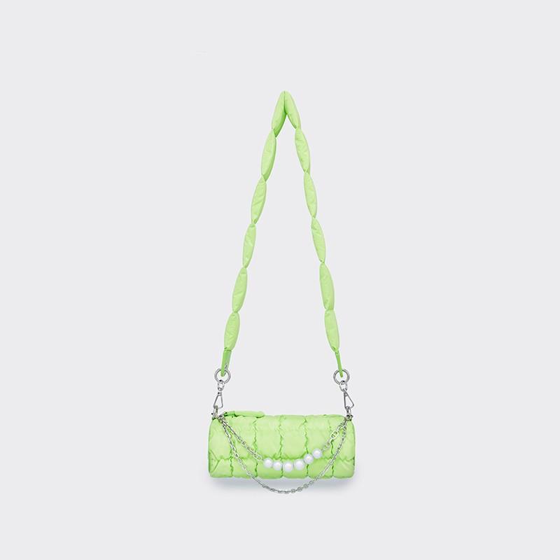 

Electric Light Pen Holder Bag Fashionable All-matching Cylinder Pearl Chain Cross-body 23x9x9.5 зелёный