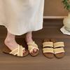 Ethnic Style Woven Cross-strapped Open-toed Flat-bottomed Slippers for Women's Summer Wear Bohemian Seaside Vacation Beach Sandals