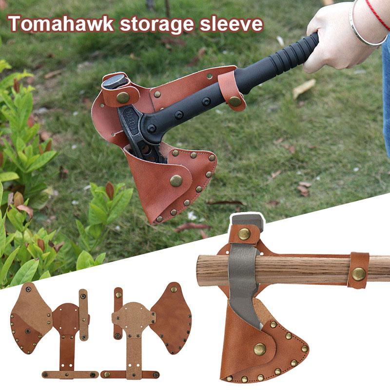 Durable PU Leather Axe Sheath Portable Outdoor Camping Survival Hatchet Blade Protection Cover Garden Tools Waist Hanging Type