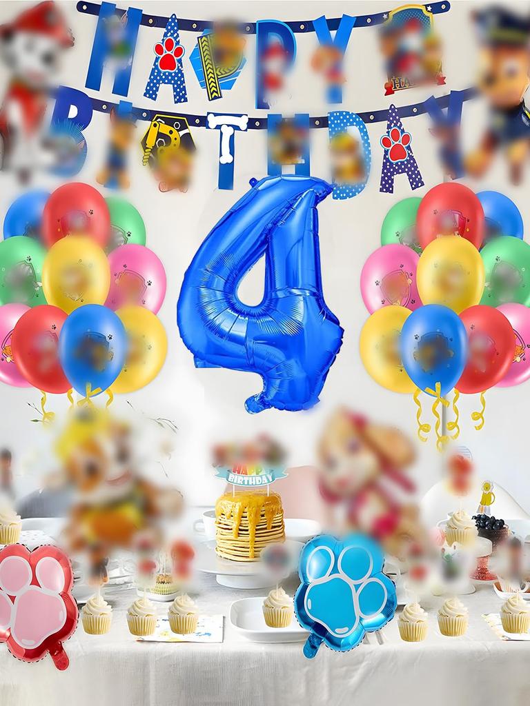 Salywin Birthday Decoration Balloon Set 4 Years Old Kids Happy Birthday Cake Topper Girl Boy 53 Pieces Party Supplies