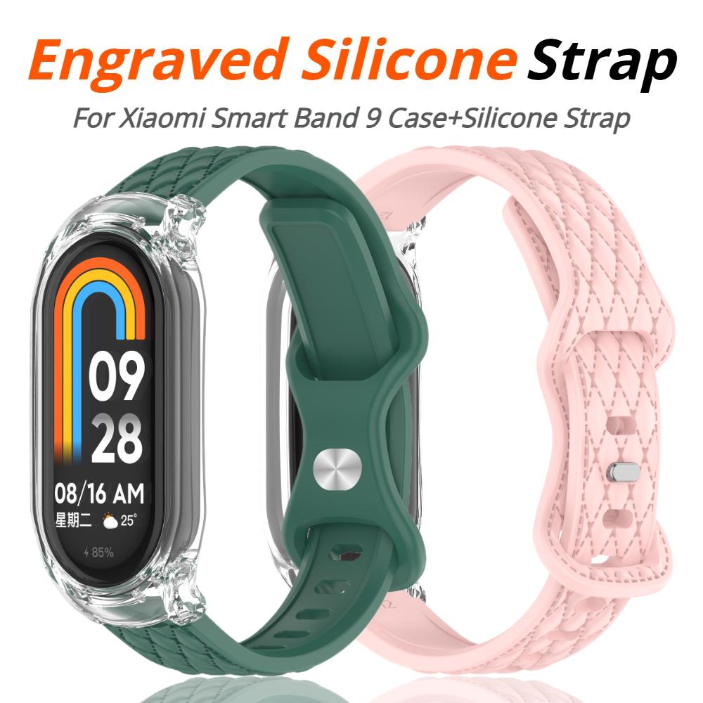 Etui+Silikonreim for Xiaomi Mi Band 10 Sport Gummibånd Armbånd pulseira correa for Xiaomi Smart Band 10 9 8 NFC Tilbehør