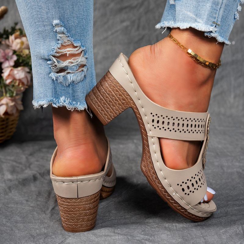 Neue Sommer Damen Übergröße Peeptoe Keilsandalen Dicker Absatz Lässiger Stil