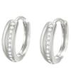 Double Layer Paved Huggie Hoop Earrings for Women Minimalist Elegant Earrings for Daily and Commute Wear