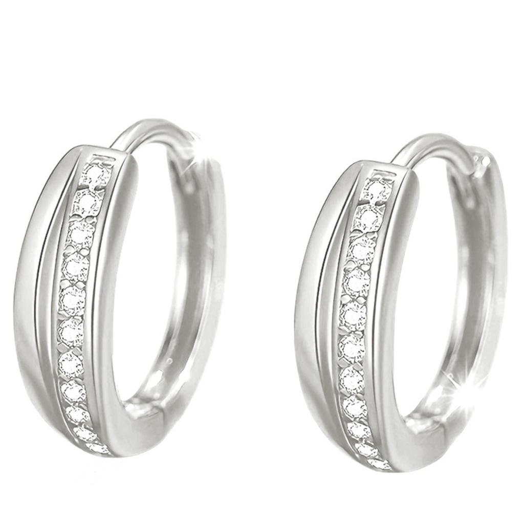 Double Layer Paved Huggie Hoop Earrings for Women Minimalist Elegant Earrings for Daily and Commute Wear