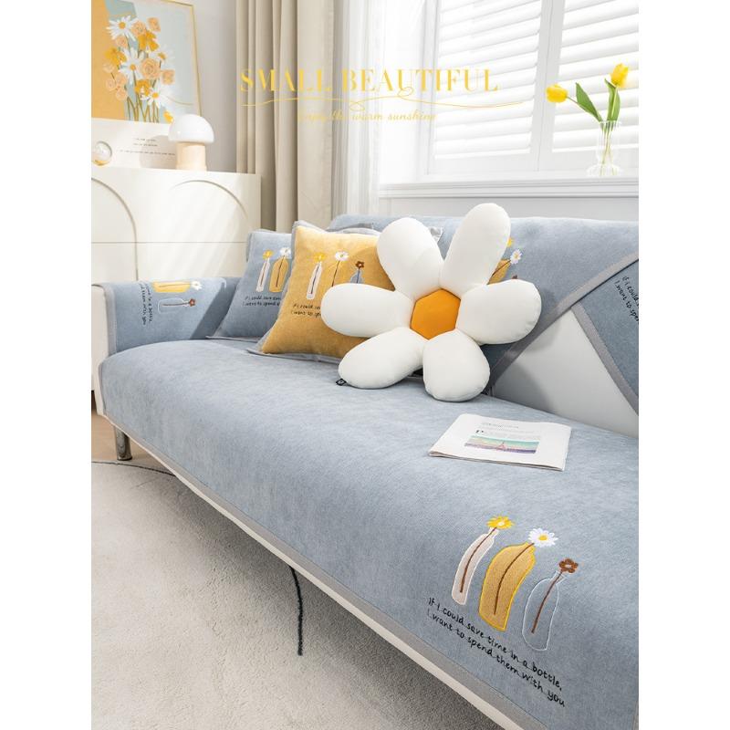 Nordic Simple Sofa Cushion Four Seasons Universal Non-Slip Sofa Cover Chenille High-End Cushion Backrest Towel Cover Cloth